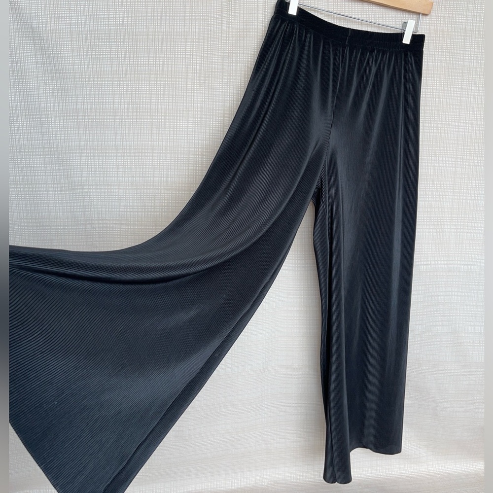 Vintage Satin Textured Plisse Pants Wide Leg Flowy Satin Textured Crinkle 90s